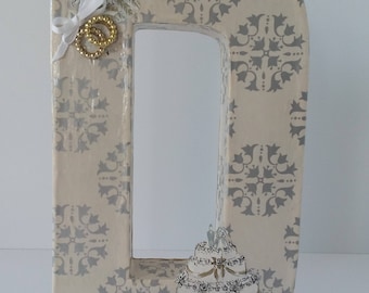 Letter D with Vintage Wedding Wrapping Paper