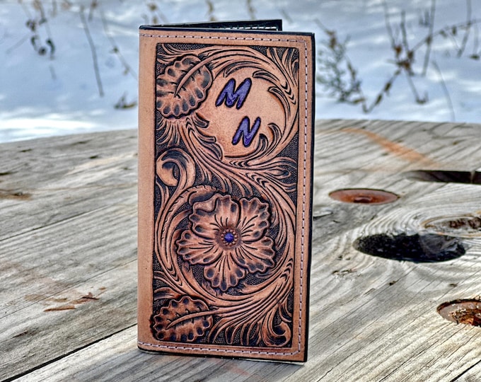 Handmade Leather Tooled Roper Wallet