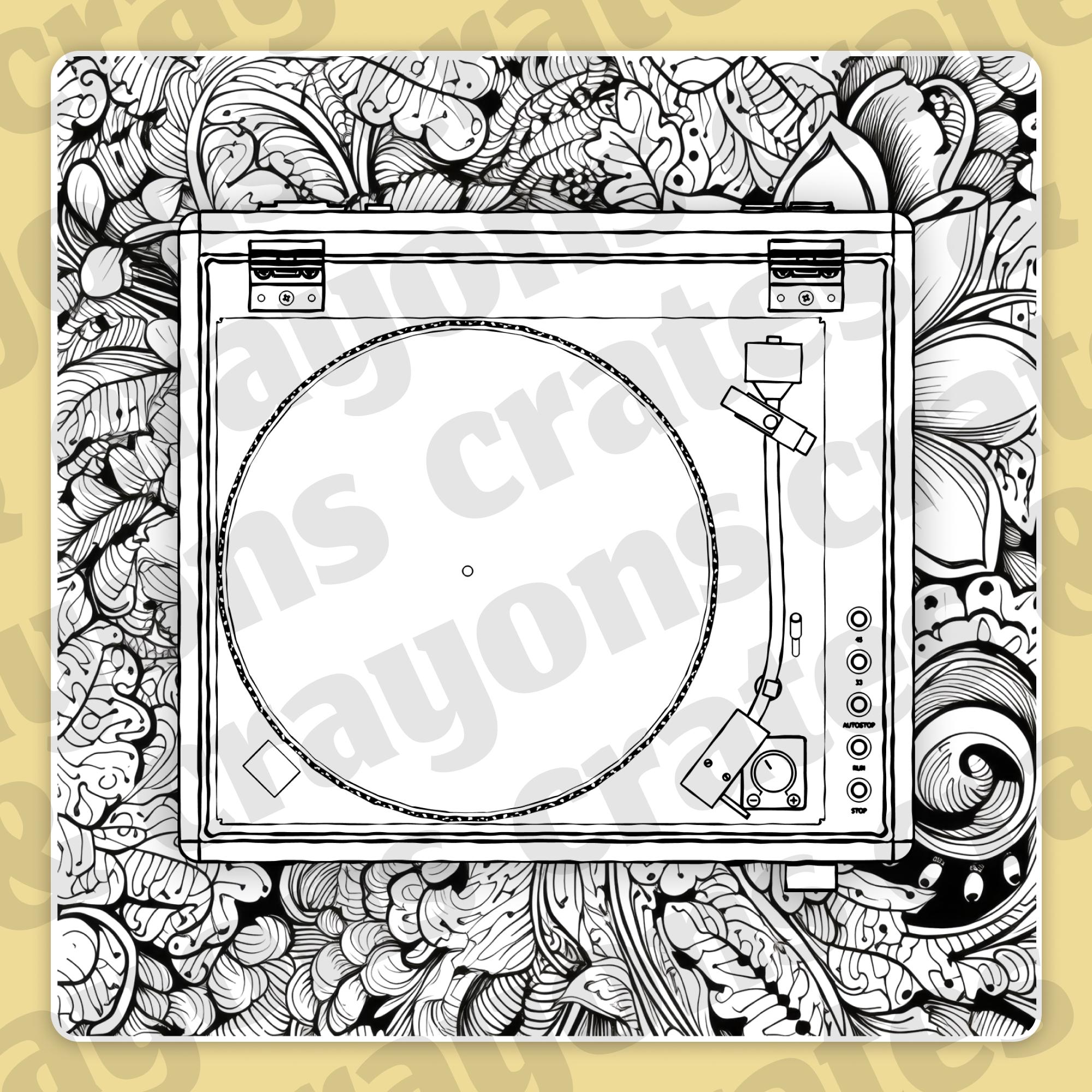 Vinyl Record Coloring Pages: Zentangle Music Art (PDF + PNG ...