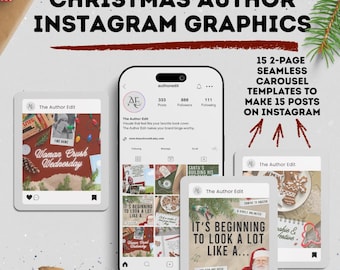 Christmas Author 2-Page Seamless Carousel Instagram Post Templates Bookstagram Canva Holiday Content Creator