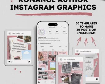 Romance Author Instagram Post Templates Bookstagram Cozy Canva Bookish Content Creator