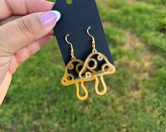 Resin Mushroom Earrings – Handmade Cottagecore Jewelry, Whimsical Forest Fungi Dangle Earrings, Fairycore Aesthetic Gift