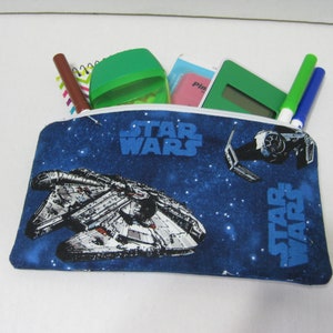 Star Wars Pencil or Cosmetic Case (Blue Sky With Space Ships And Stars)