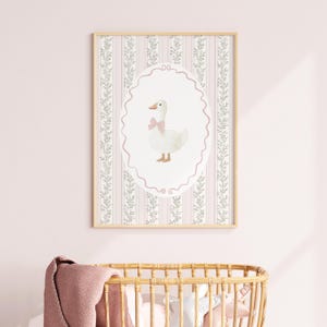 Vintage Goose Nursery Art: Pink Floral French Decor (Digital Download)