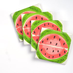 Watermelon Ceramic Coasters Fruit Summer Tile Drink Coasters image 2