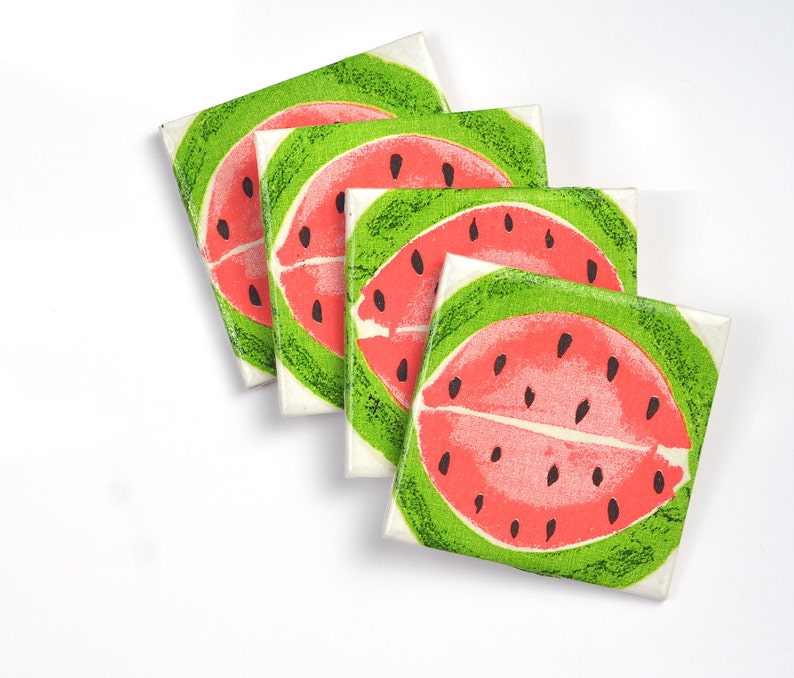 Watermelon Ceramic Coasters Fruit Summer Tile Drink Coasters image 2