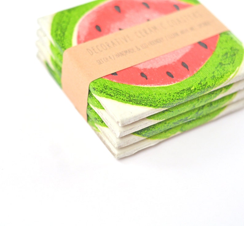 Watermelon Ceramic Coasters Fruit Summer Tile Drink Coasters image 4