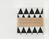 Black Triangles Handmade Ceramic Tile Modern Coasters Black and White Geometric, set of 4