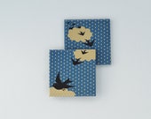 Ceramic Coasters Flying Birds Spring Swallows Dark Blue Animal Coasters Beverige Table Coasters Hostess Gift