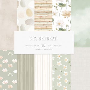 Spa Retreat Sömlösa Mönster Tropiska Lyxiga Wellness Texturer Digitala Bakgrunder Scrapbookingpapper