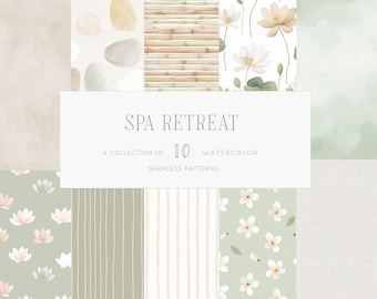 Spa Retreat Seamless Patterns Tropical Luxury Wellness Textures Digital Backgrounds Scrapbooking Paper