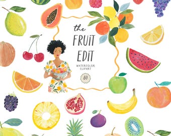 Fruit clipart aquarel grillige pastel zomer tropisch fruit graphics PNG commercieel gebruik