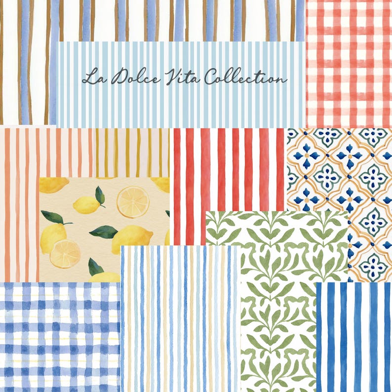 Dolce Vita Watercolor Clipart Bundle: Italian Summer Doodles (Commercial Use) image 5