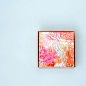 Coral Coasters Tropical Beach  Plants Neon Exotic Summer Colorful Botanical Ceramic Coasters