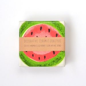 Watermelon Ceramic Coasters Fruit Summer Tile Drink Coasters image 1