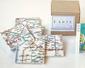 Paris Metro Map Coasters, Ceramic Tile Coasters, Special Gift Set set of 9