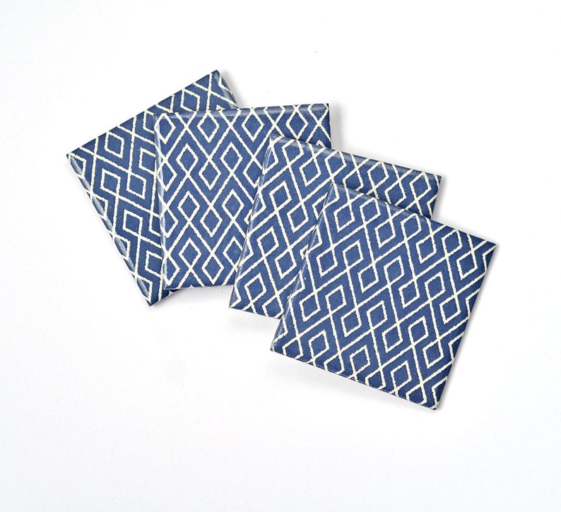 Boho Coasters Rug Diamond Pattern Ceramic Tile Coasters Bohemian Chic Style Home Decor image 1