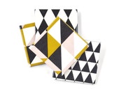 Geometry coasters, Triangle and  Harlequin  Ceramic Coasters, set of 4