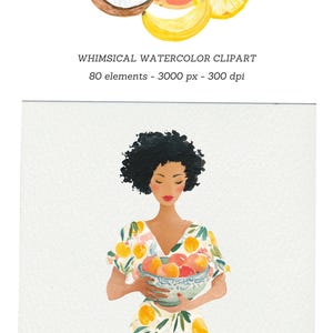 Fruit Clipart Watercolor Whimsical Pastel Summer Tropical Fruits Graphics PNG Commercial Use image 10