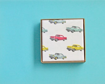 Vintage Cars 50s Coasters Ceramic Retro Lover Gift Boyfriend Grandad Fathers Day American Cool Beverage Table Eclectic Home Kitchen Decor
