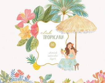 Imágenes prediseñadas de verano tropical, gráficos de fiesta en la piscina de playa, despedida de soltera PNG para uso comercial