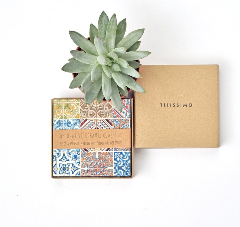 Floor Tile Coasters Vintage Tile Pattern Ceramic Coasters Etsy