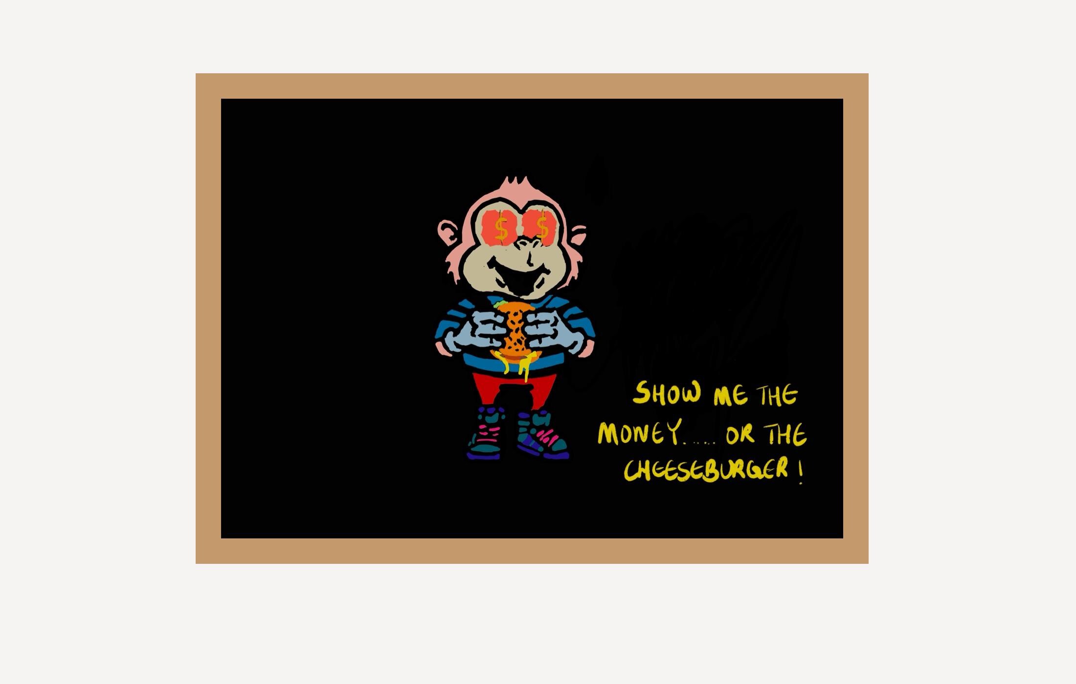 Cheeseburger Monkey Meme Print: Funny Trader Crypto Art (Digital Download)