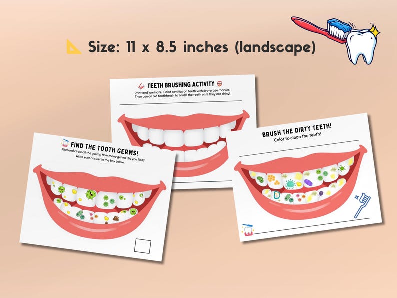 Dental Hygiene Worksheets for Kids Ages 3–6 | Tooth Brushing Activities ...