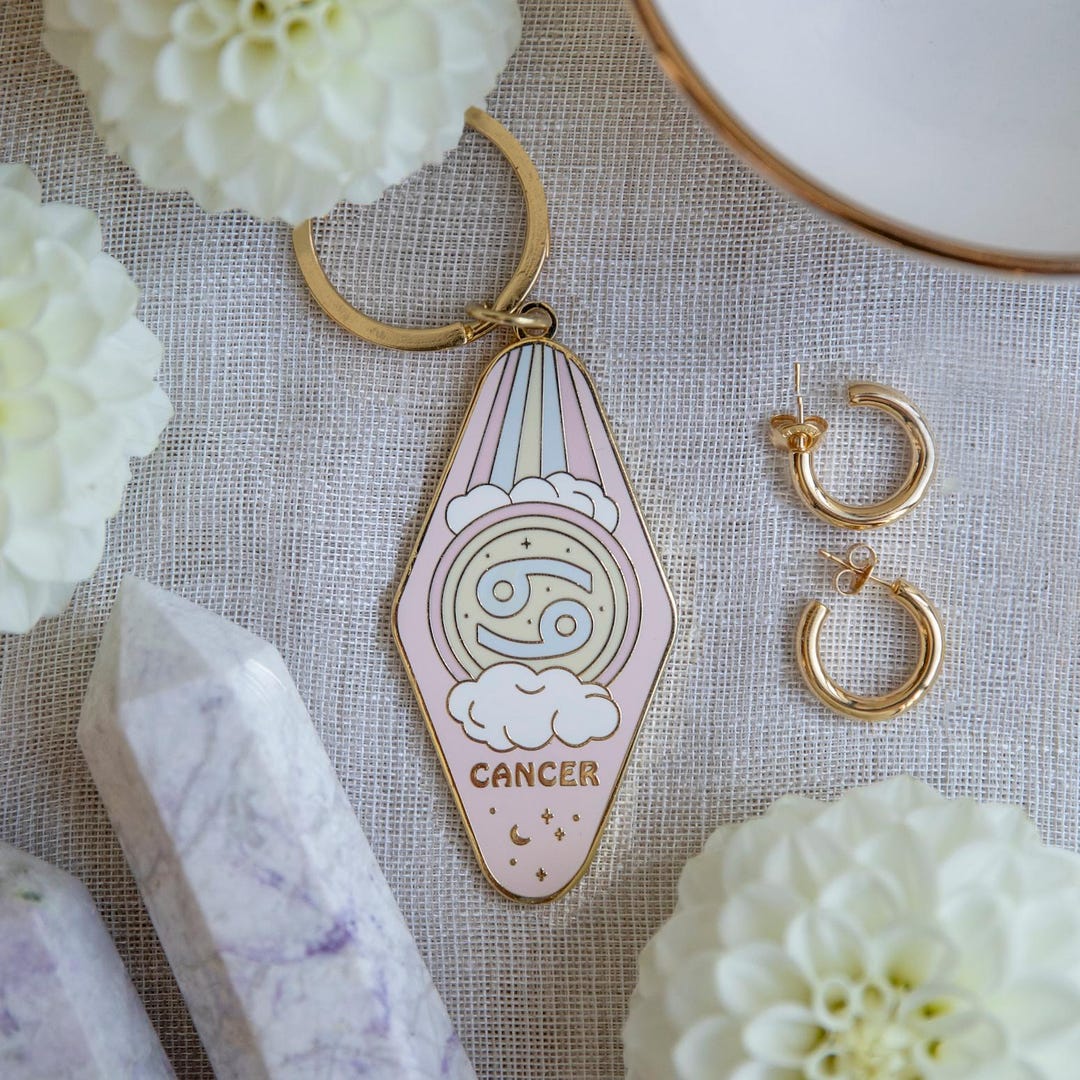 Enamel Key Chain - Zodiac - Star Sign - Cancer Keychain - Etsy