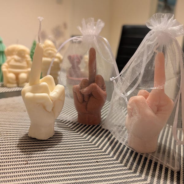 Vela divertida con forma de dedo medio: regalo de broma hecho a mano, decoración con humor para adultos