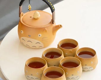 Juego de taza y tetera de Totoro - Colección de cerámica de Studio Ghibli, regalo para decoración del hogar
