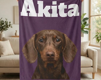 Manta personalizada com foto do seu pet, manta personalizada com retrato de cão ou gato, presente em memória do seu pet, cobertor personalizado com foto do seu animal de estimação