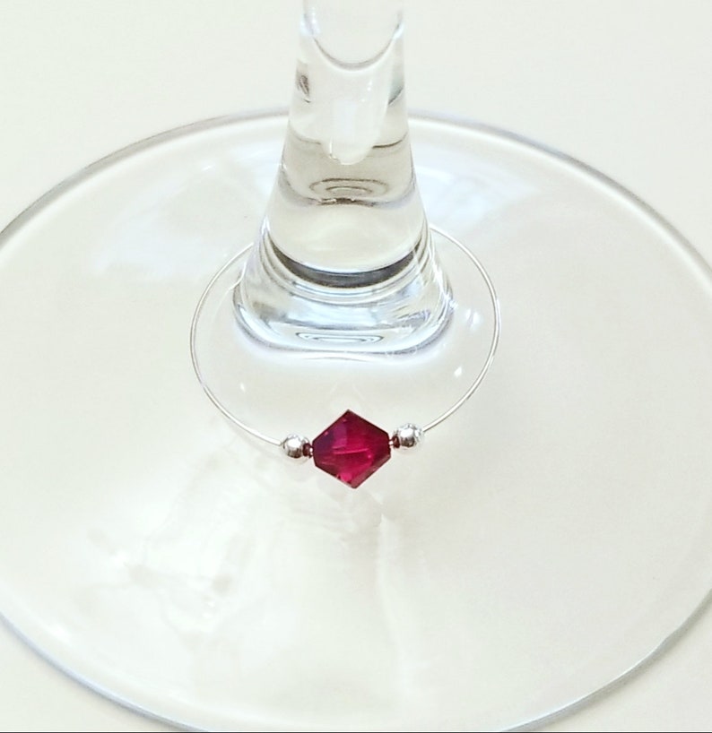 Premium Crystal Wine Glass Charms-Silver image 5