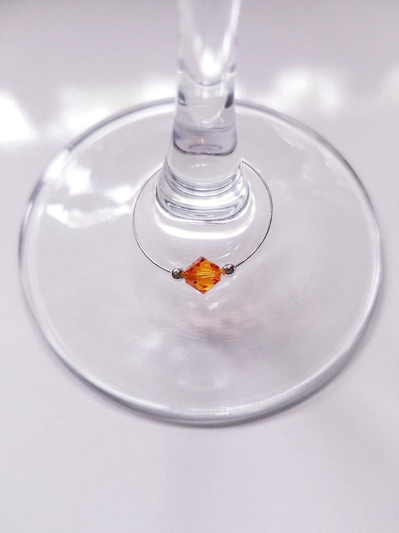 Premium Crystal Wine Glass Charms-Silver image 3