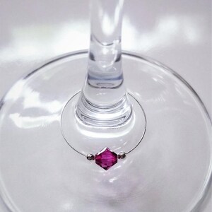 Premium Crystal Wine Glass Charms-Silver image 2