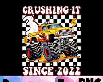 Geburtstag Monstertruck 3 Jahre alt, Cruching It Seit 2022 Party Png, 3.