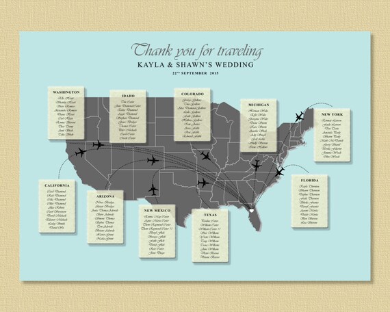 Items similar to US Map Wedding Seating Chart , Map Wedding Table Plan, Wedding Seating, Travel ...