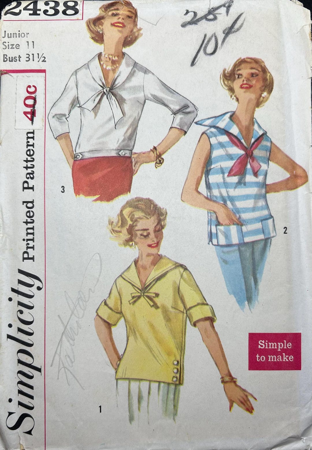 2438 Simplicity Blouse Sewing Pattern - Etsy