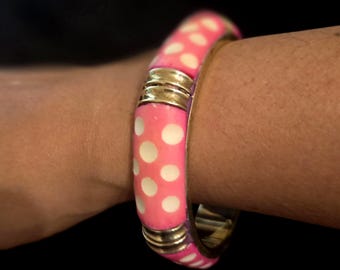 Vibrant Pink & White Polk-a-Dot Bangle