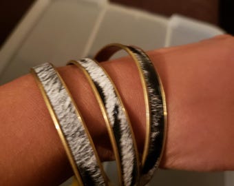 Brazaletes de imitación de cebra en oro blanco y negro