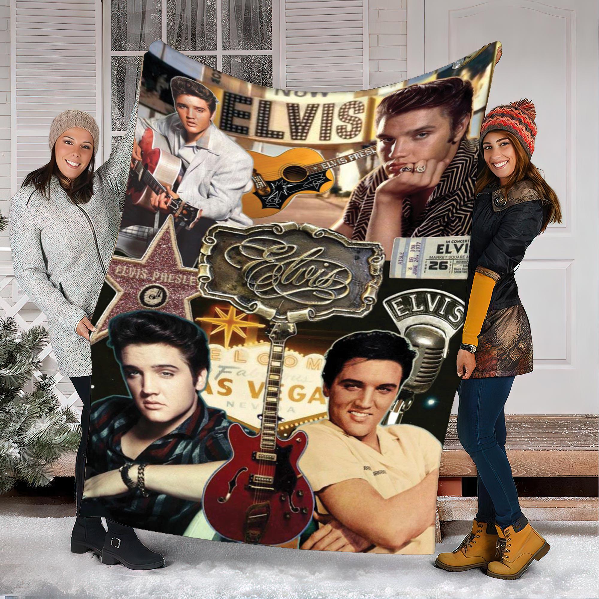 Discover Elvis Presley Fleece Blanket, King of Rock Blanket, Rock and Roll Gift