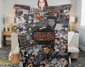 Personalized Elvis Presley Blanket, Elvis Presley Fleece Blanket, King of Rock Bedding Blanket, Memoral Cozy Throw, Valentine Gift For Her