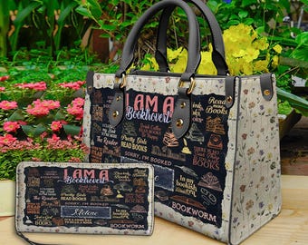 Bolso y billetera personalizados para amantes de los libros, monedero de lectura con nombre personalizado y cita, regalos de San Valentín para ratones de biblioteca, regalo literario para ella