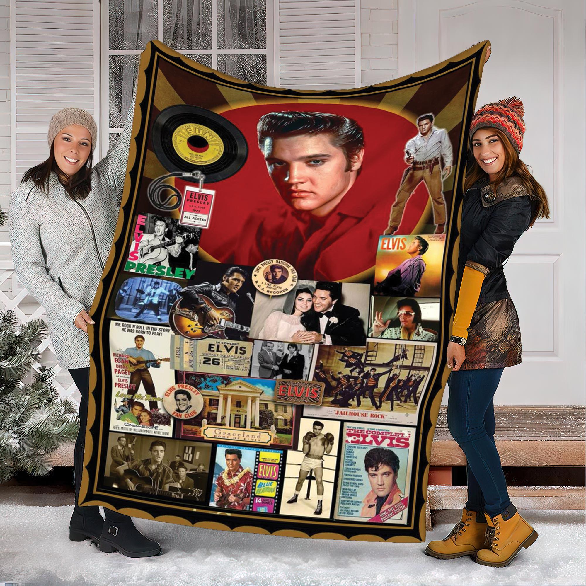 Discover Elvis Presley Fleece Blanket, King of Rock Blanket, Rock and Roll Gift