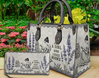 Bolso y billetera personalizados para amantes de los libros, monedero de lectura con nombre personalizado y cita, regalos de San Valentín para ratones de biblioteca, regalo literario para ella
