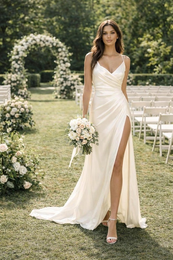 slip wedding dress silk 26 Best Slip Wedding Dresses With Simple, Effortless Vibes