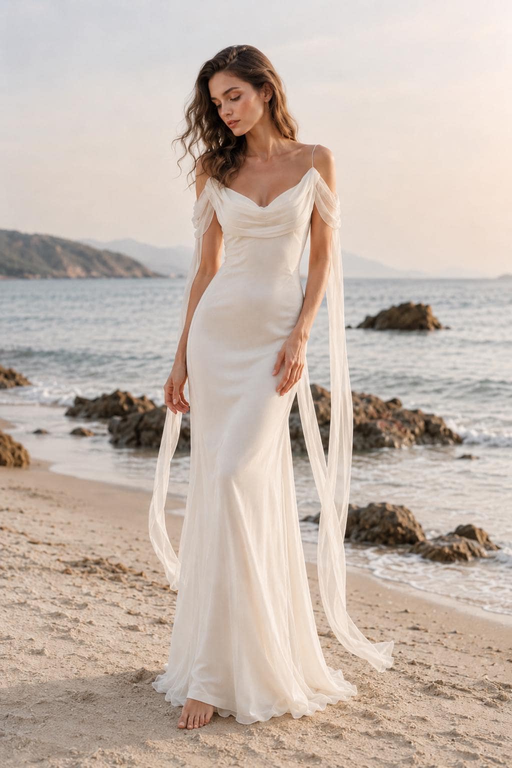 Silk Cowl Neck Bridal Gown
