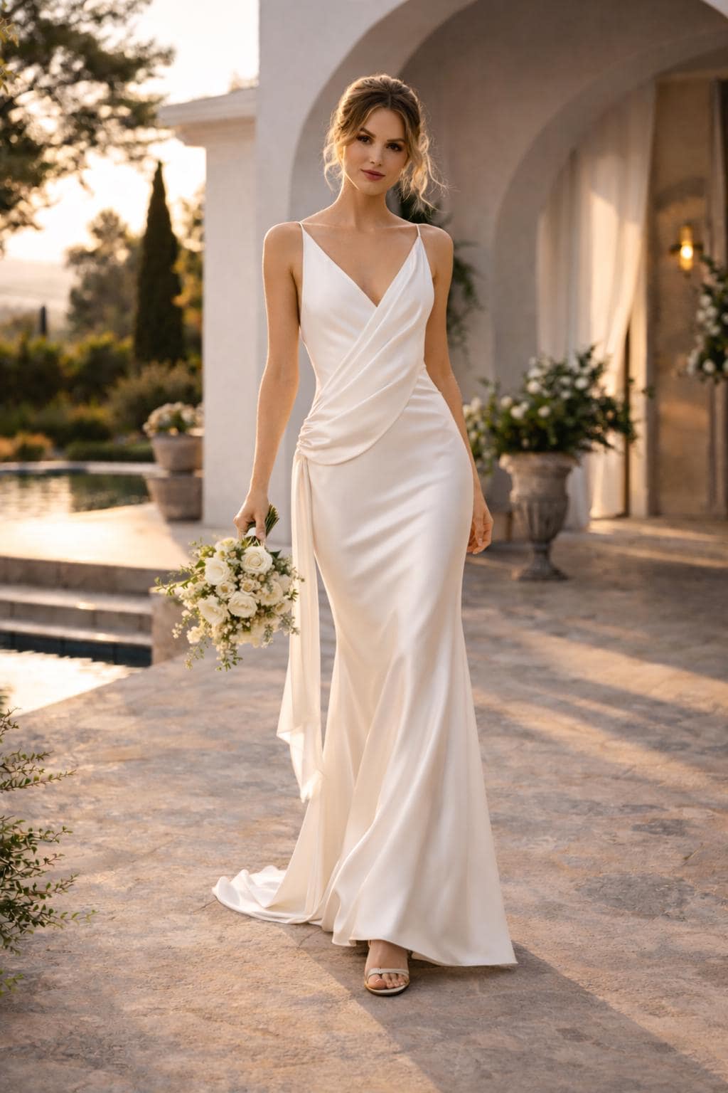 Silk Wrap Mermaid Wedding Dress