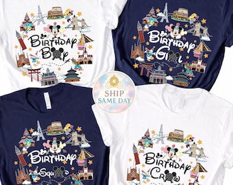Personalized Mickey and Friends Epcot Birthday Shirt, Disneyland Epcot Shirt, Family Birthday Shirt, Disneyland Birthday Family Tee