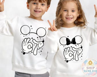 Retro Mickey and Friends Signature-sweatshirt, magisch shirt, shirt Disney-personages, Mickey & Co-cadeau, Disney T-shirt Disney Mouse Head-shirt